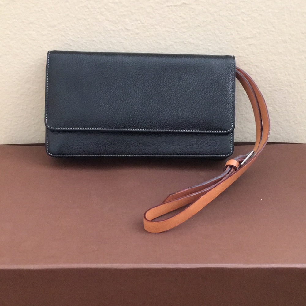 Black Wristlet w/ Brown Strap